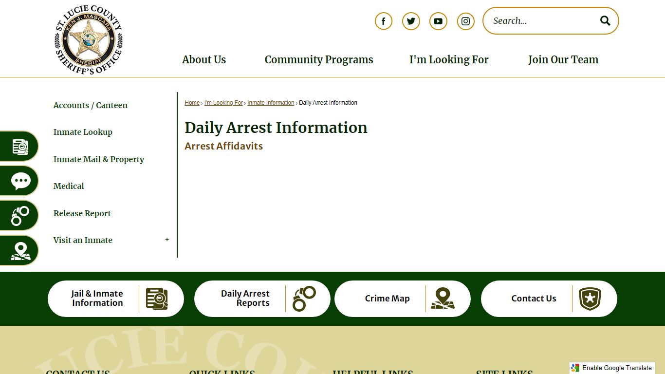 Daily Arrest Information | St. Lucie Co Sheriff's Office, FL