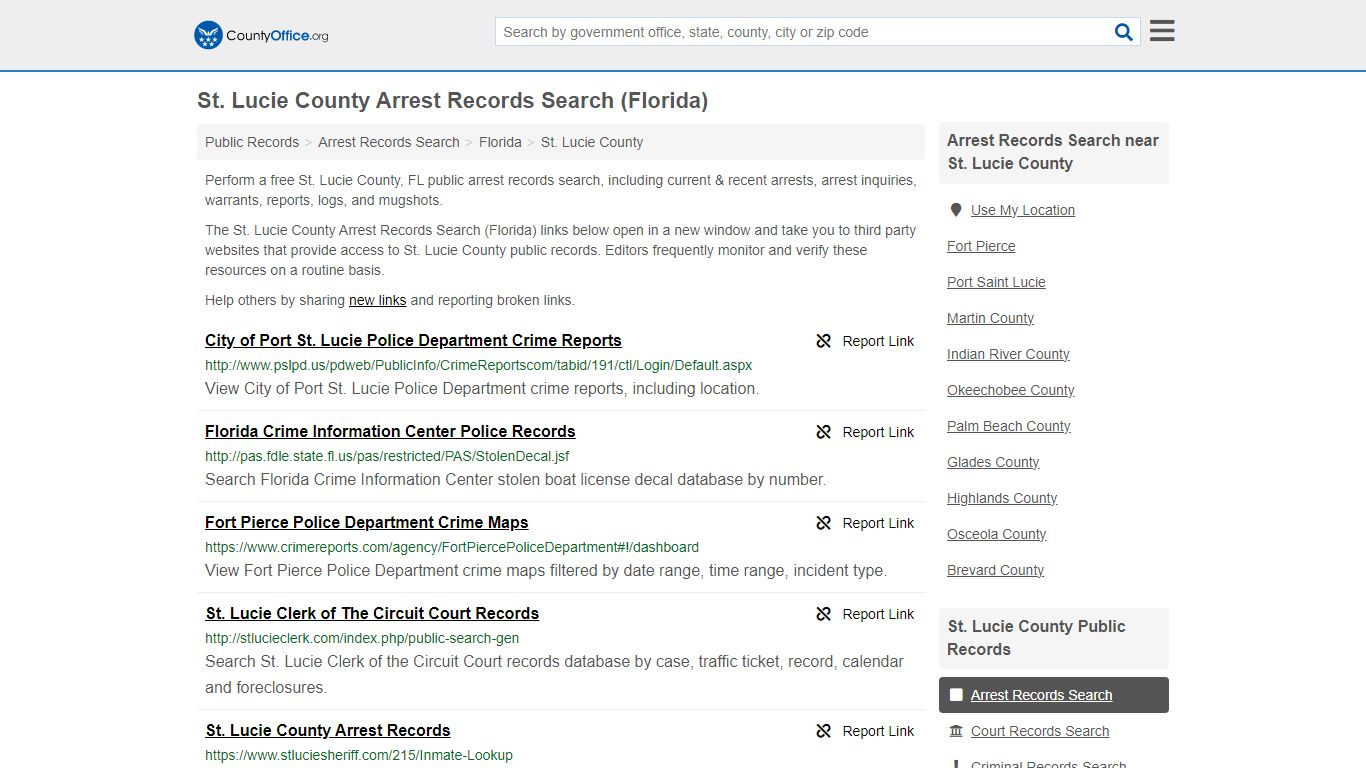 St. Lucie County Arrest Records Search (Florida) - County Office